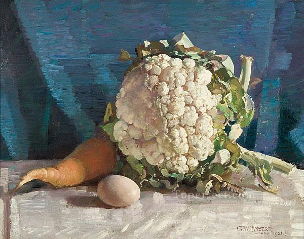 Egg and cauliflower still life George Washington Lambert Oil Paintings